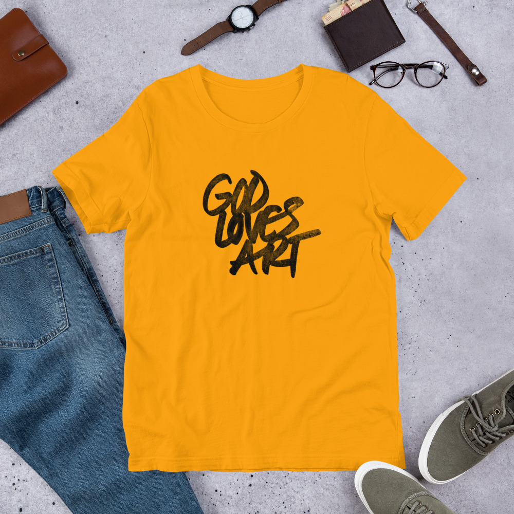 "God Loves Art" Graffiti Amber t-shirt