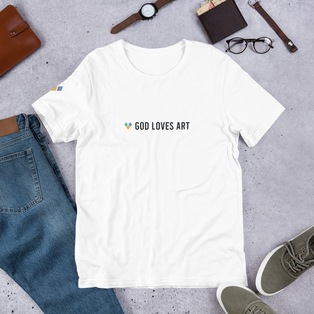 "God Loves Art" - White Unisex t-shirt